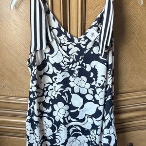 CAbi Black and White Floral Camisole